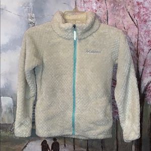 Columbia winter white puff collar zip up soft coat sz M EUC